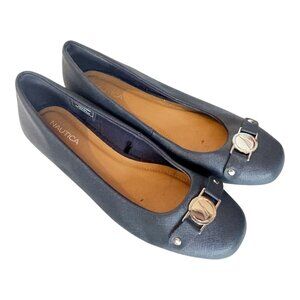 Nautica Pembina Faux Leather Navy Blue Ballet Flats Size 7